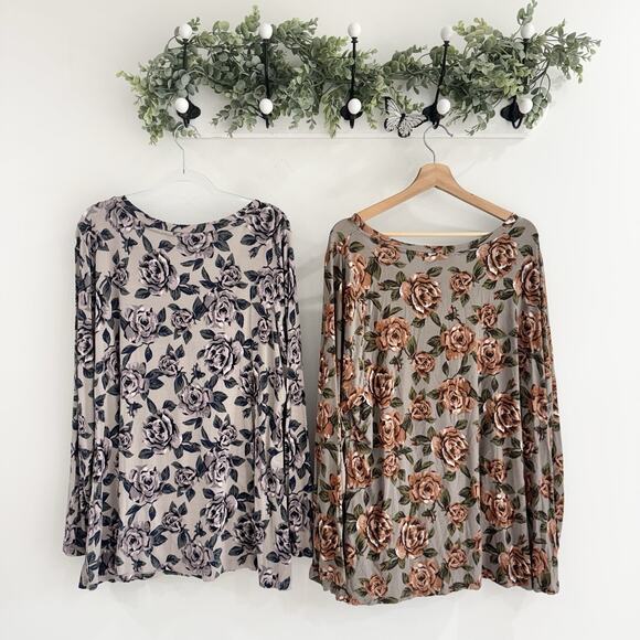 logo by lori goldstein 2X Bundle Of 2 Floral Blouse R813 - Picture 3 of 3